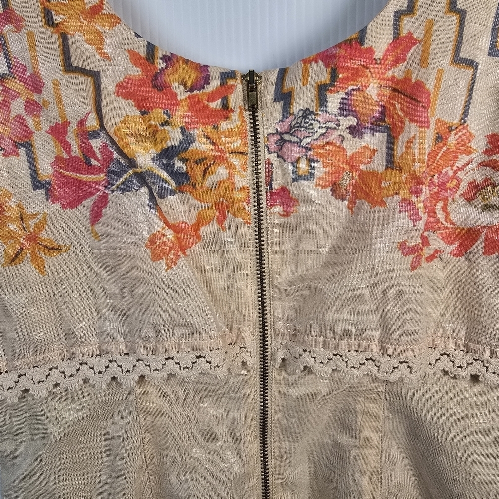 Free People Floral "The Big Bang" Metallic Aztec Mini Sleeveless Dress Size 6/Sm - Picture 13 of 16